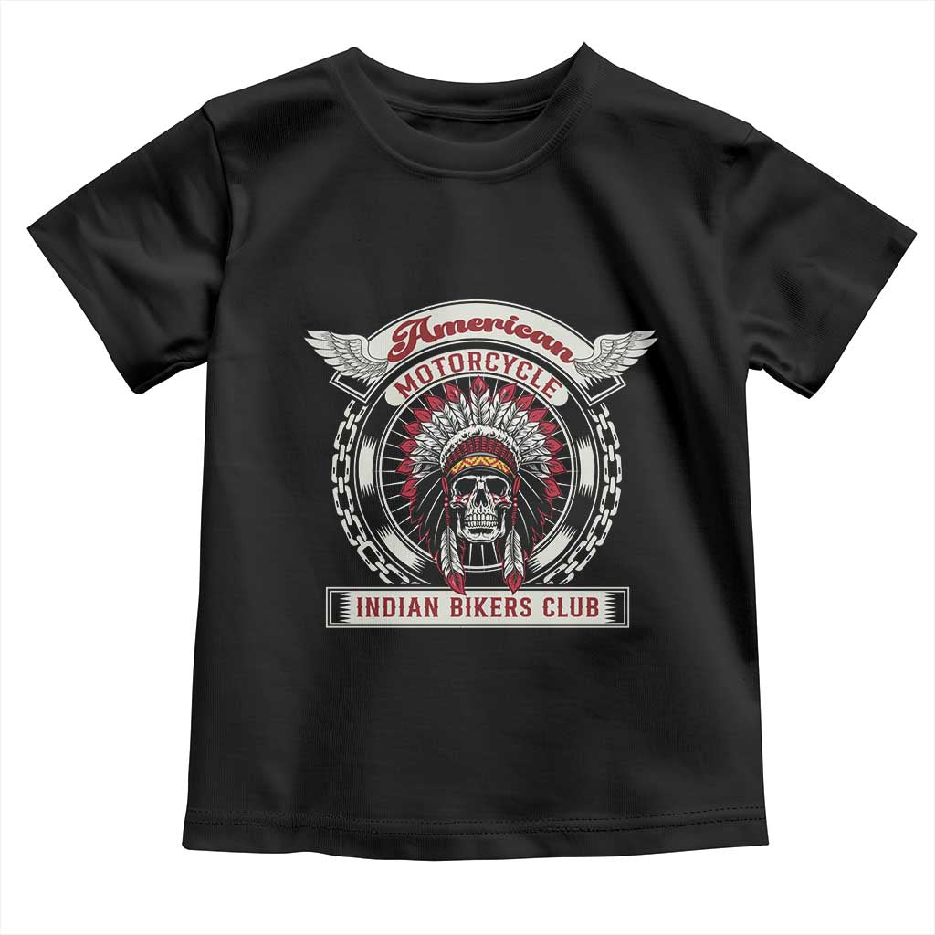 Native American Indian Chief Skull Motorcycle Headdress Toddler T Shirt - Wonder Print Shop