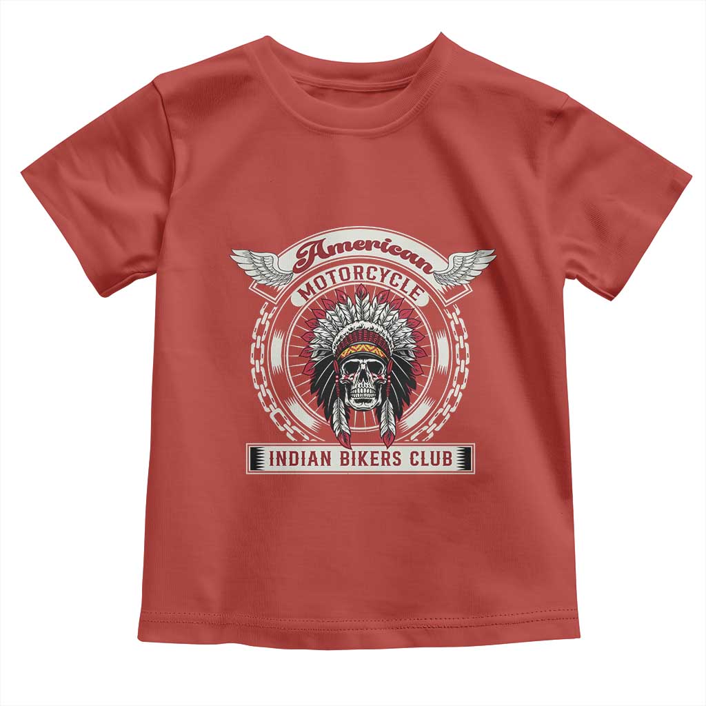 Native American Indian Chief Skull Motorcycle Headdress Toddler T Shirt - Wonder Print Shop