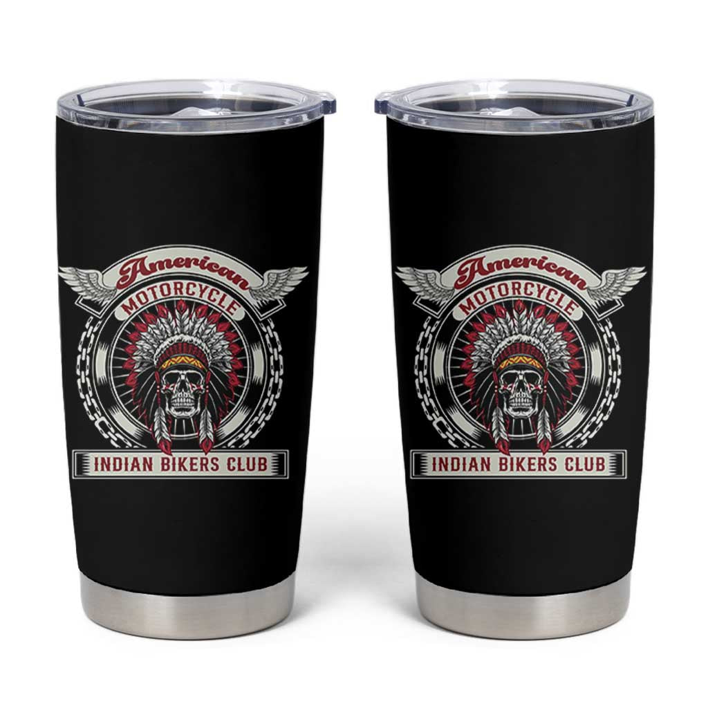 Native American Indian Chief Skull Motorcycle Headdress Tumbler Cup
