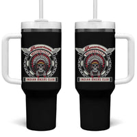 Native American Indian Chief Skull Motorcycle Headdress Tumbler With Handle