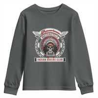 Native American Indian Chief Skull Motorcycle Headdress Youth Sweatshirt - Wonder Print Shop