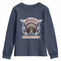 Native American Indian Chief Skull Motorcycle Headdress Youth Sweatshirt - Wonder Print Shop