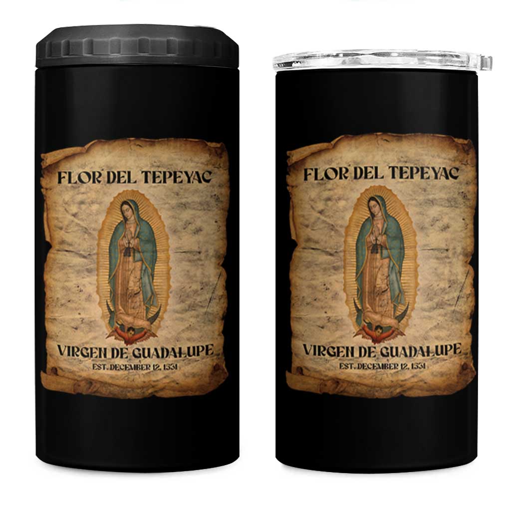 Virgin Mary 4 in 1 Can Cooler Tumbler Our Lady Virgen De Guadalupe - Wonder Print Shop
