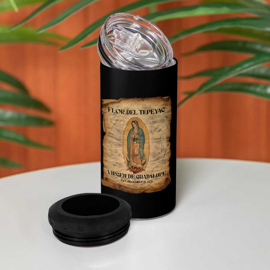 Virgin Mary 4 in 1 Can Cooler Tumbler Our Lady Virgen De Guadalupe - Wonder Print Shop