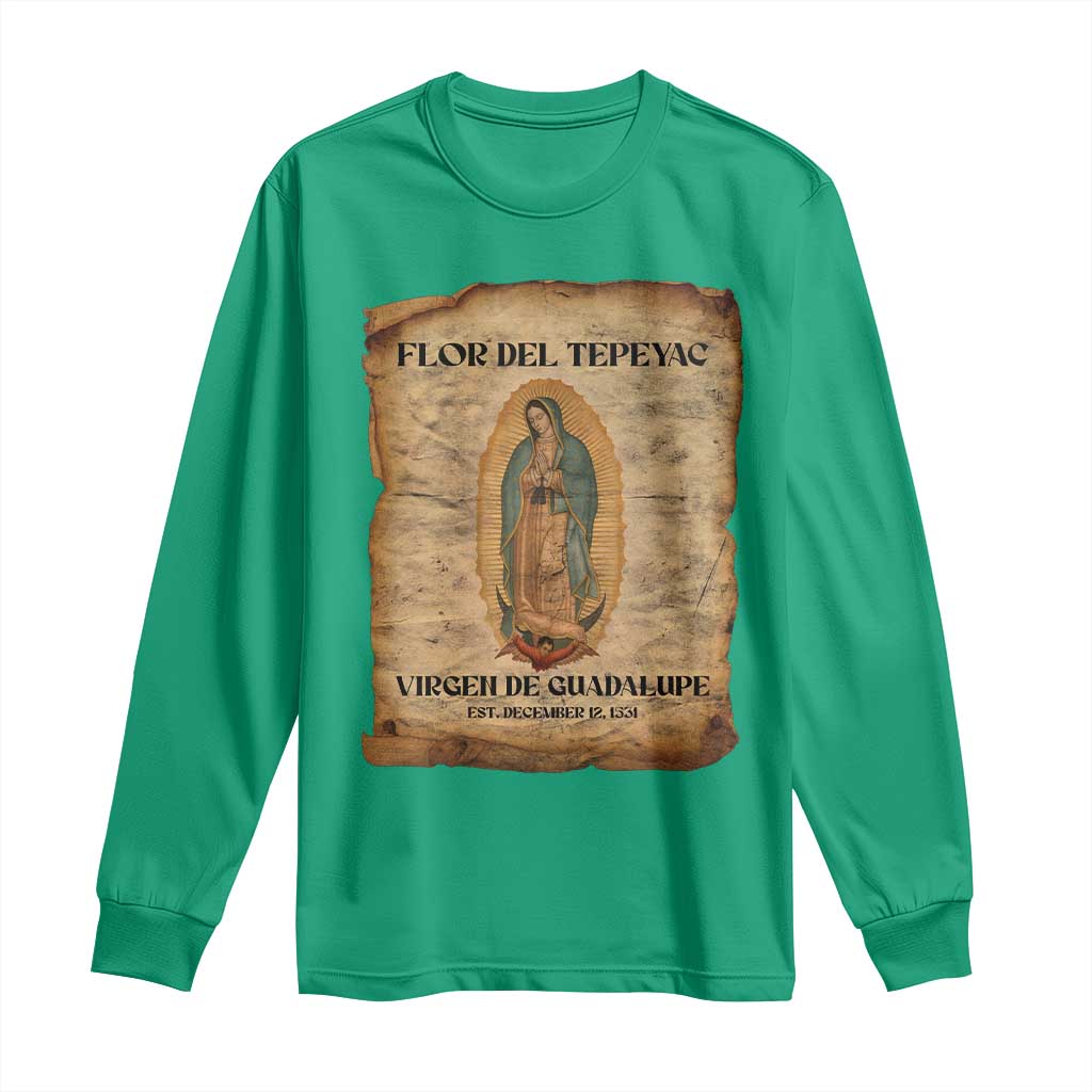 Virgin Mary Long Sleeve Shirt Our Lady Virgen De Guadalupe - Wonder Print Shop