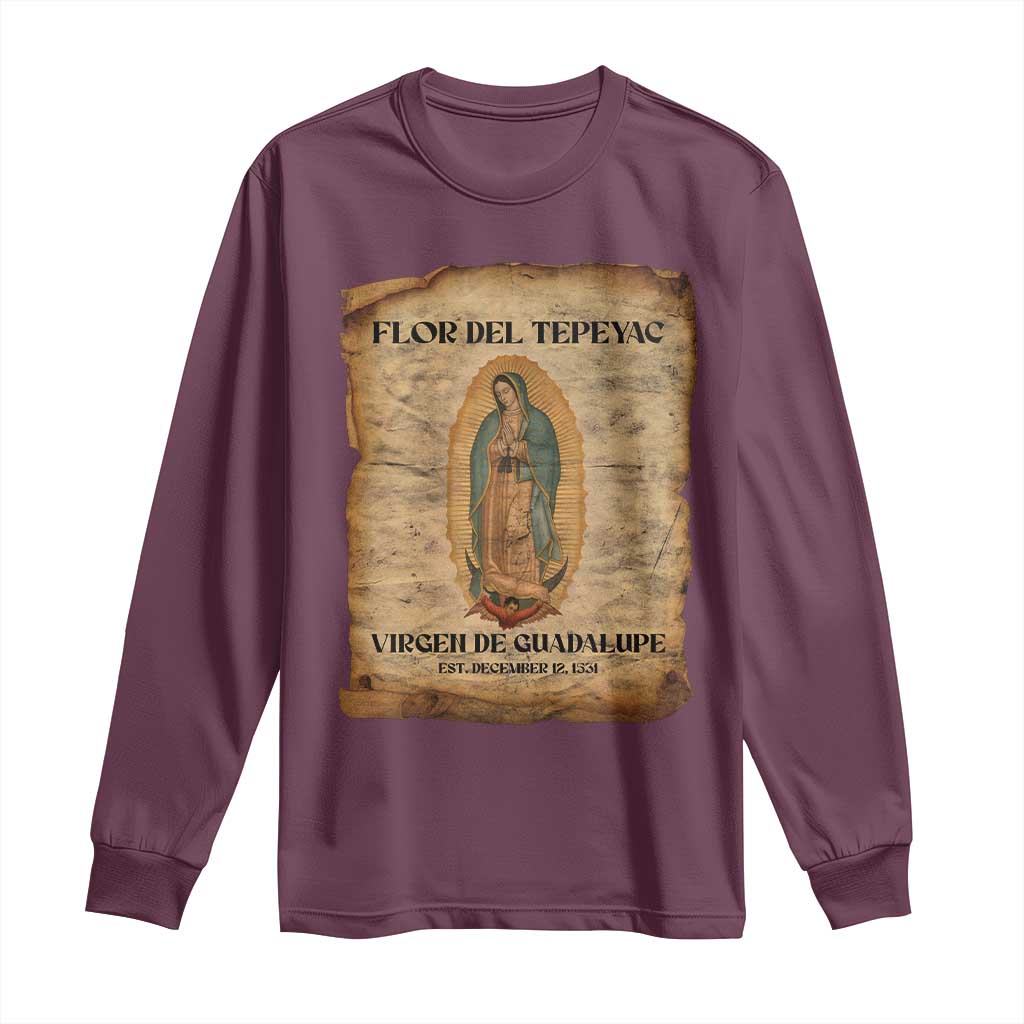 Virgin Mary Long Sleeve Shirt Our Lady Virgen De Guadalupe - Wonder Print Shop
