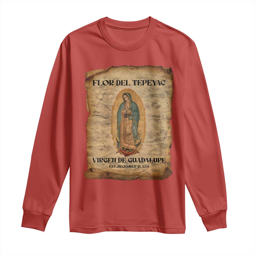 Virgin Mary Long Sleeve Shirt Our Lady Virgen De Guadalupe - Wonder Print Shop