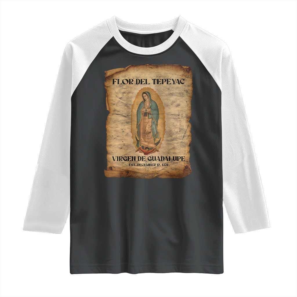 Virgin Mary Raglan Shirt Our Lady Virgen De Guadalupe - Wonder Print Shop