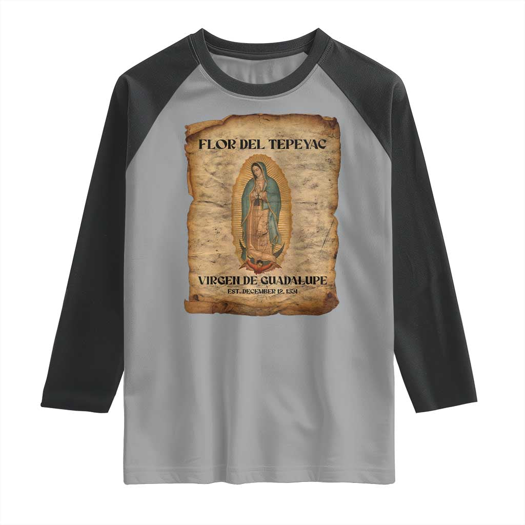 Virgin Mary Raglan Shirt Our Lady Virgen De Guadalupe - Wonder Print Shop