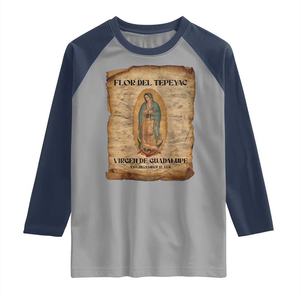 Virgin Mary Raglan Shirt Our Lady Virgen De Guadalupe - Wonder Print Shop