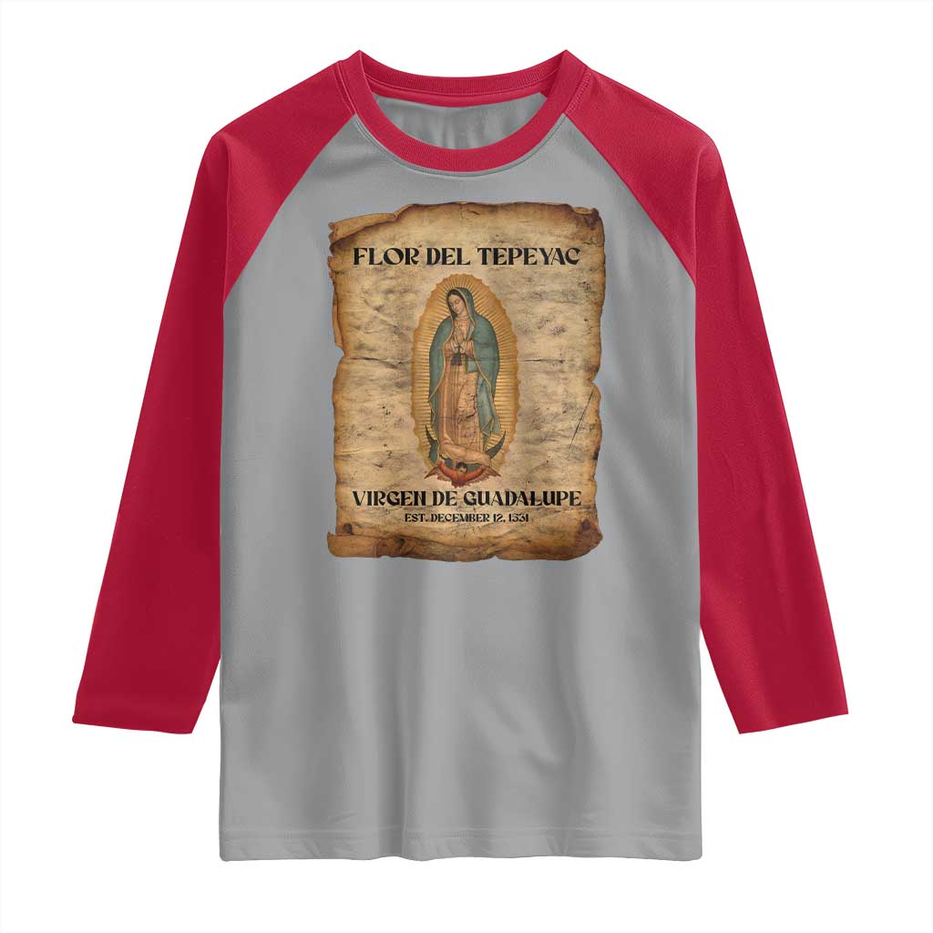 Virgin Mary Raglan Shirt Our Lady Virgen De Guadalupe - Wonder Print Shop
