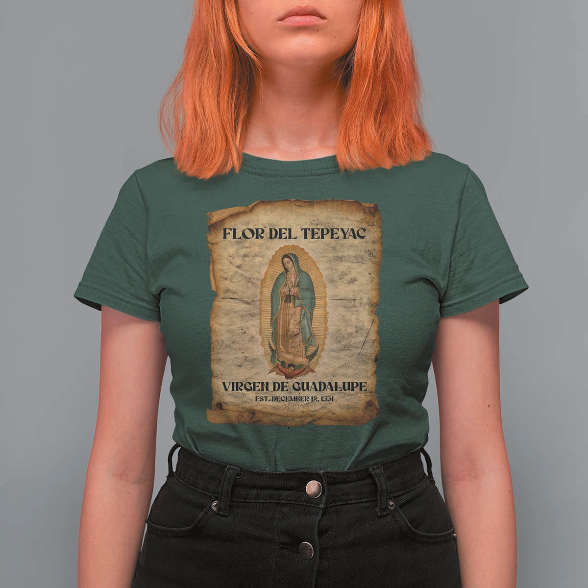 Virgin Mary T Shirt For Women Our Lady Virgen De Guadalupe - Wonder Print Shop