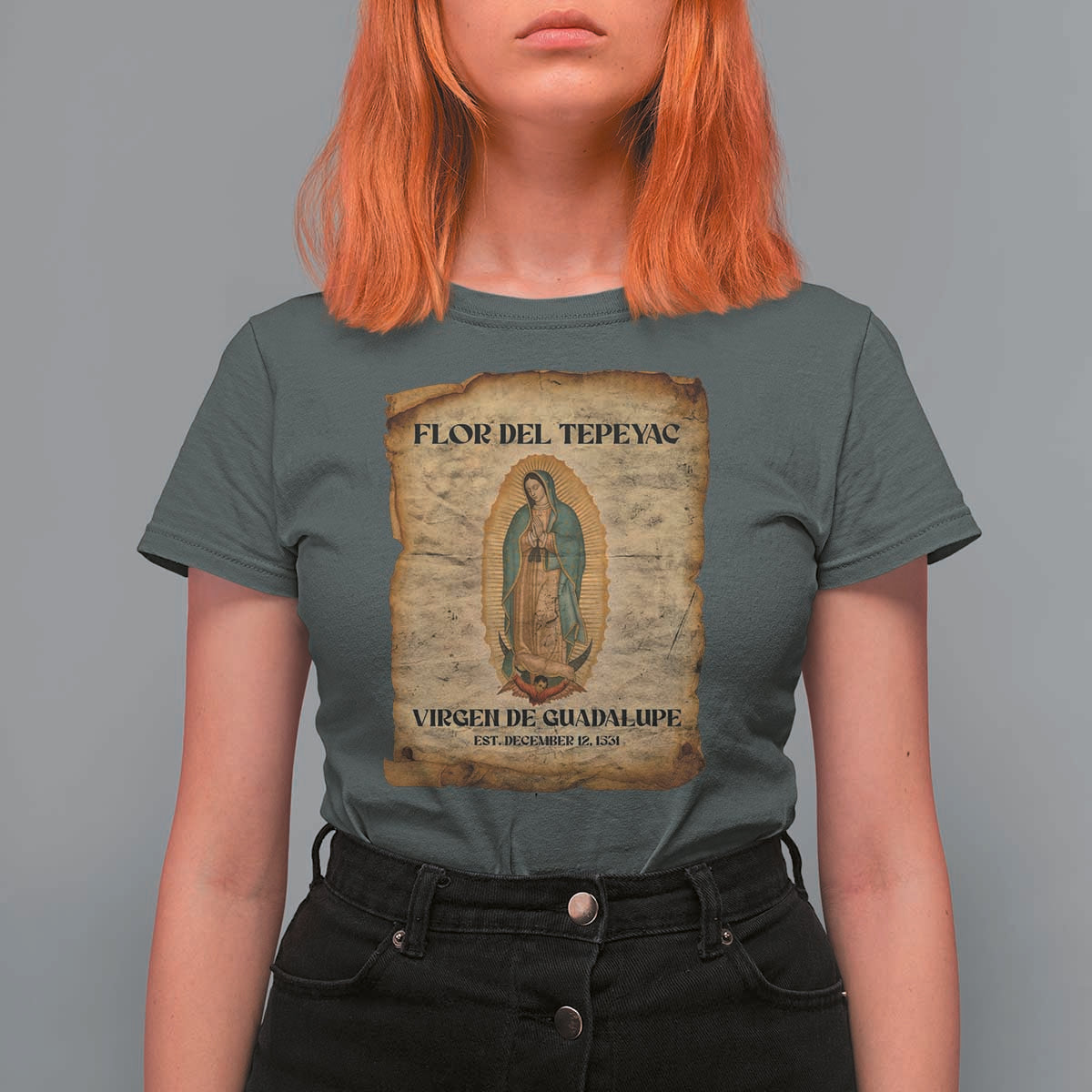 Virgin Mary T Shirt For Women Our Lady Virgen De Guadalupe - Wonder Print Shop