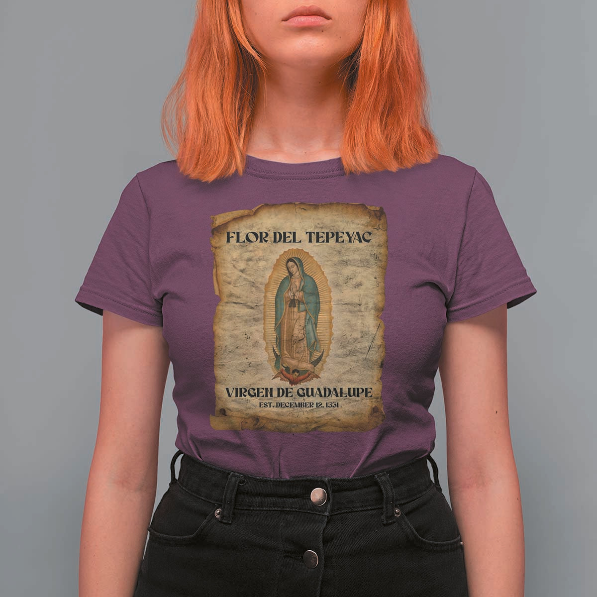 Virgin Mary T Shirt For Women Our Lady Virgen De Guadalupe - Wonder Print Shop