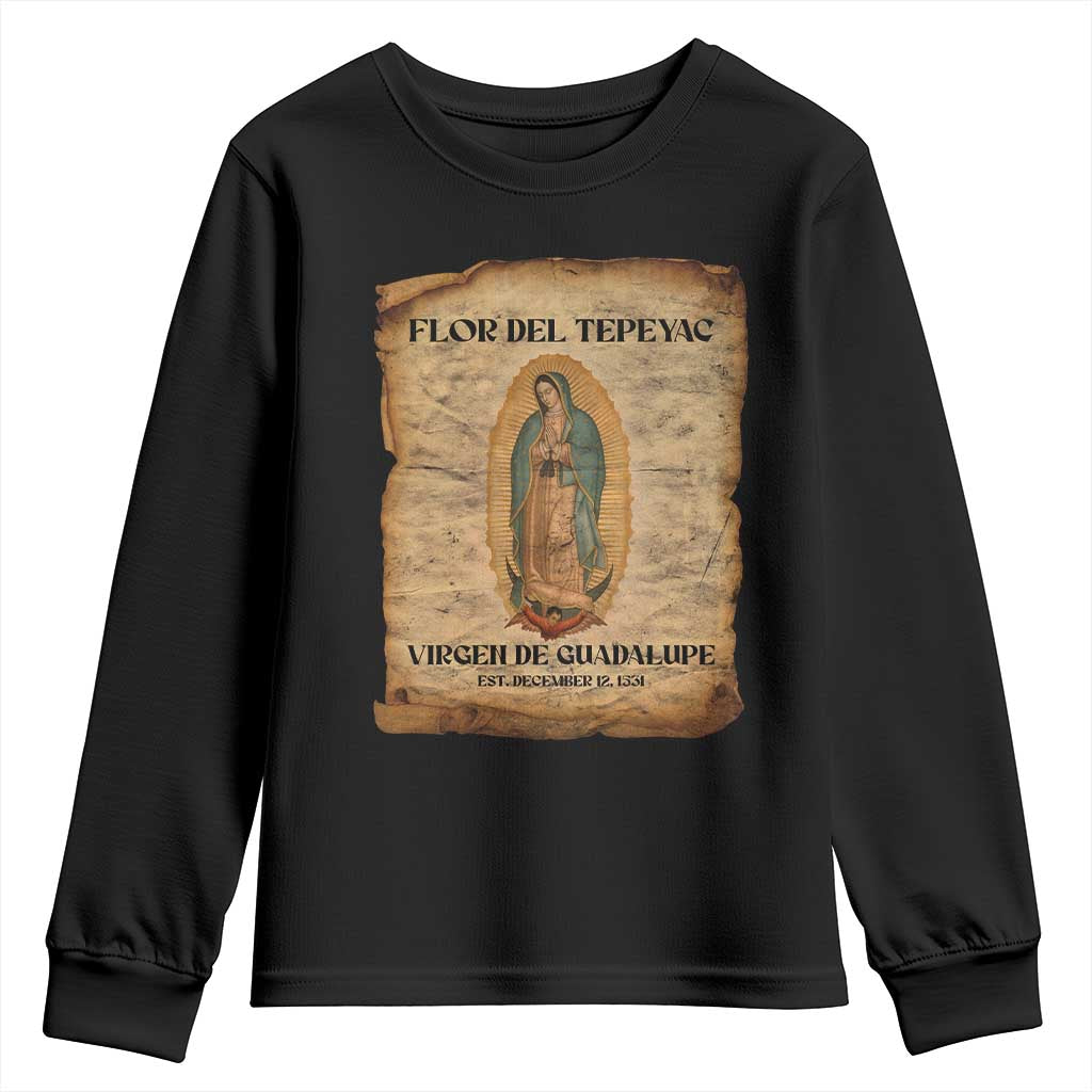 Virgin Mary Youth Sweatshirt Our Lady Virgen De Guadalupe - Wonder Print Shop