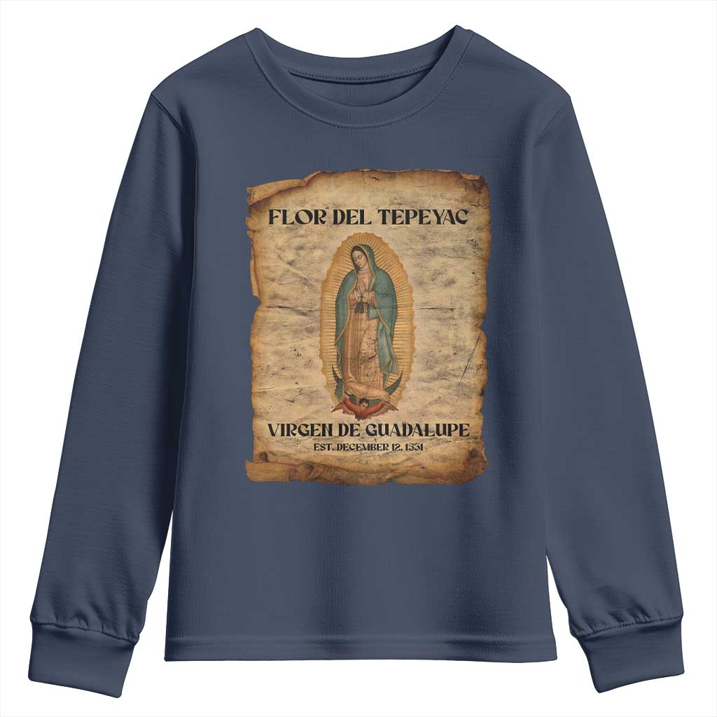 Virgin Mary Youth Sweatshirt Our Lady Virgen De Guadalupe - Wonder Print Shop