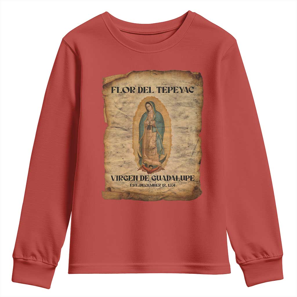 Virgin Mary Youth Sweatshirt Our Lady Virgen De Guadalupe - Wonder Print Shop