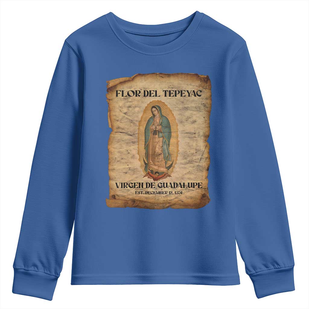 Virgin Mary Youth Sweatshirt Our Lady Virgen De Guadalupe - Wonder Print Shop