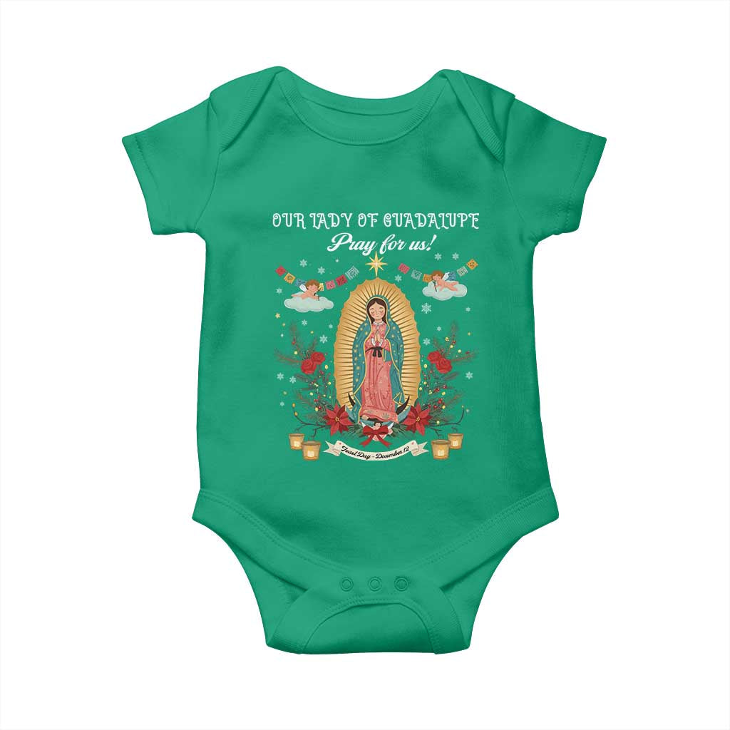 Virgin Mary Baby Onesie Our Lady Of Guadalupe Pray For Us - Wonder Print Shop