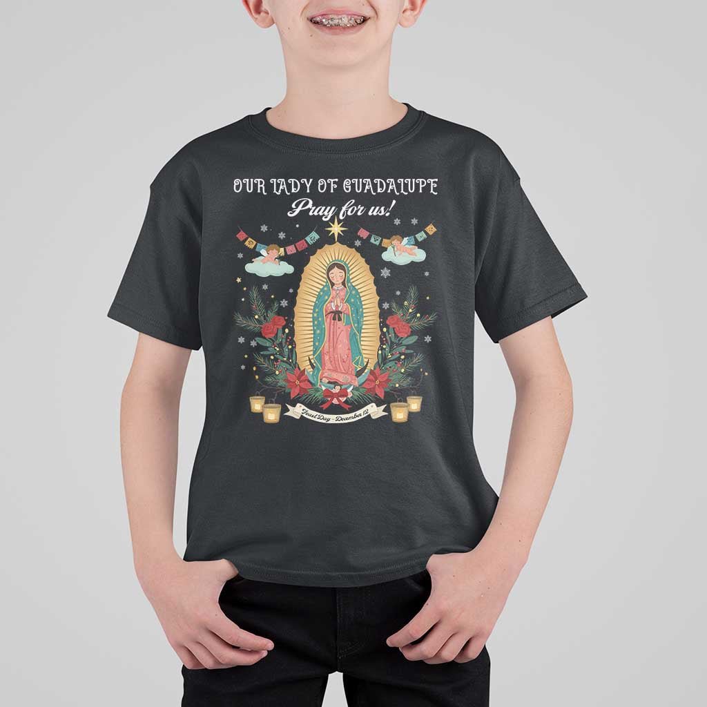 Virgin Mary T Shirt For Kid Our Lady Of Guadalupe Pray For Us - Wonder Print Shop