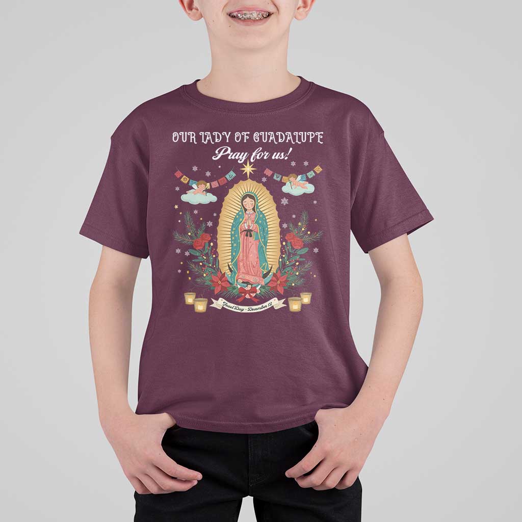 Virgin Mary T Shirt For Kid Our Lady Of Guadalupe Pray For Us - Wonder Print Shop