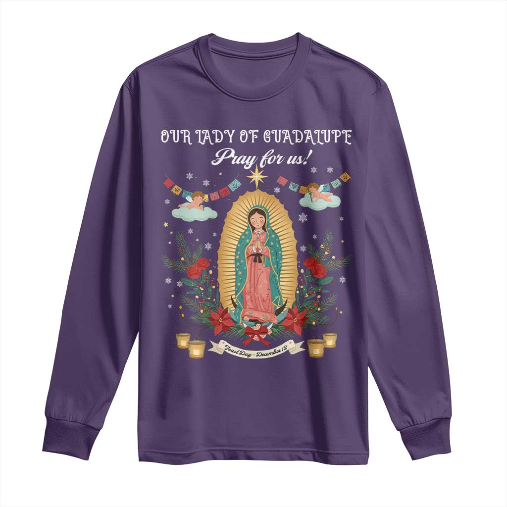 Virgin Mary Long Sleeve Shirt Our Lady Of Guadalupe Pray For Us - Wonder Print Shop