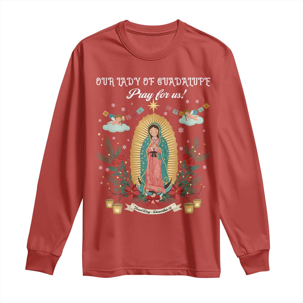 Virgin Mary Long Sleeve Shirt Our Lady Of Guadalupe Pray For Us - Wonder Print Shop