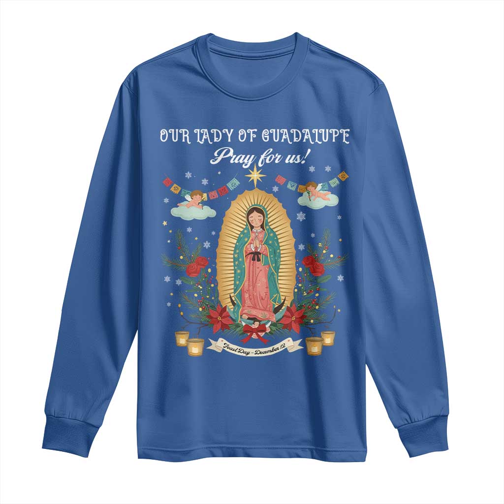 Virgin Mary Long Sleeve Shirt Our Lady Of Guadalupe Pray For Us - Wonder Print Shop