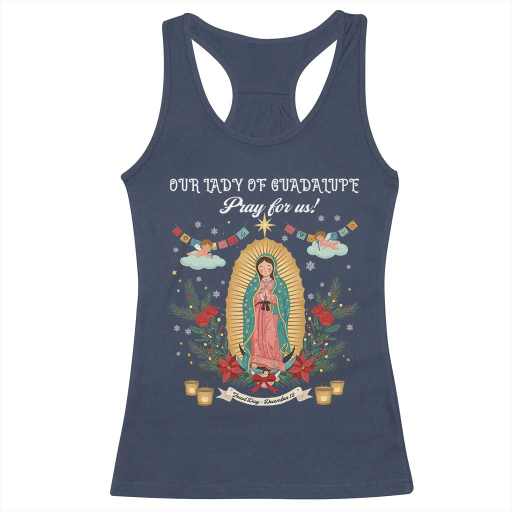 Virgin Mary Racerback Tank Top Our Lady Of Guadalupe Pray For Us - Wonder Print Shop