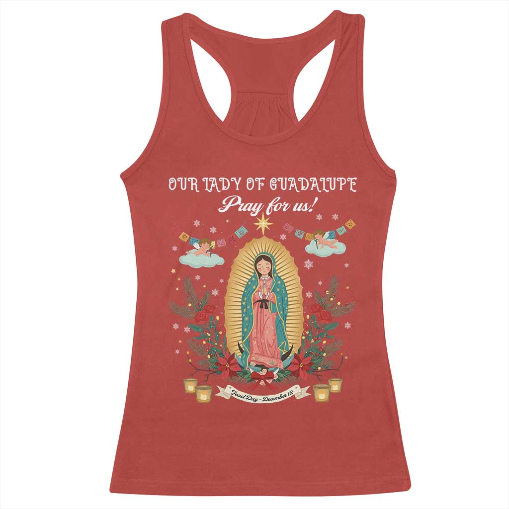 Virgin Mary Racerback Tank Top Our Lady Of Guadalupe Pray For Us - Wonder Print Shop