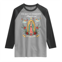 Virgin Mary Raglan Shirt Our Lady Of Guadalupe Pray For Us - Wonder Print Shop