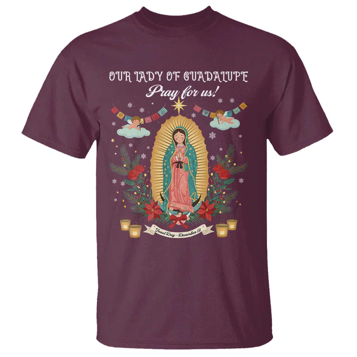 Virgin Mary T Shirt Our Lady Of Guadalupe Pray For Us - Wonder Print Shop