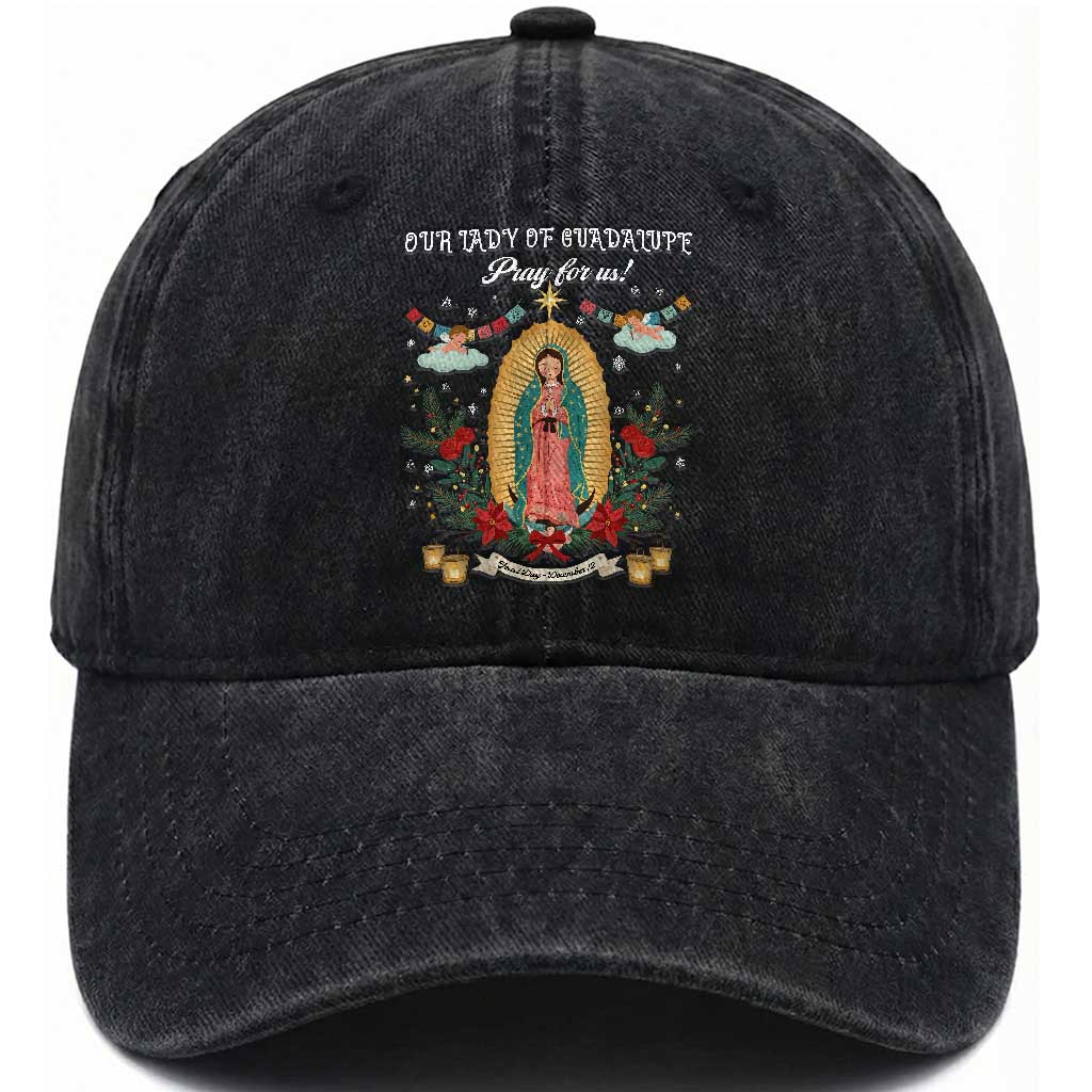 Virgin Mary Washed Cotton Baseball Cap Our Lady Of Guadalupe Pray For Us