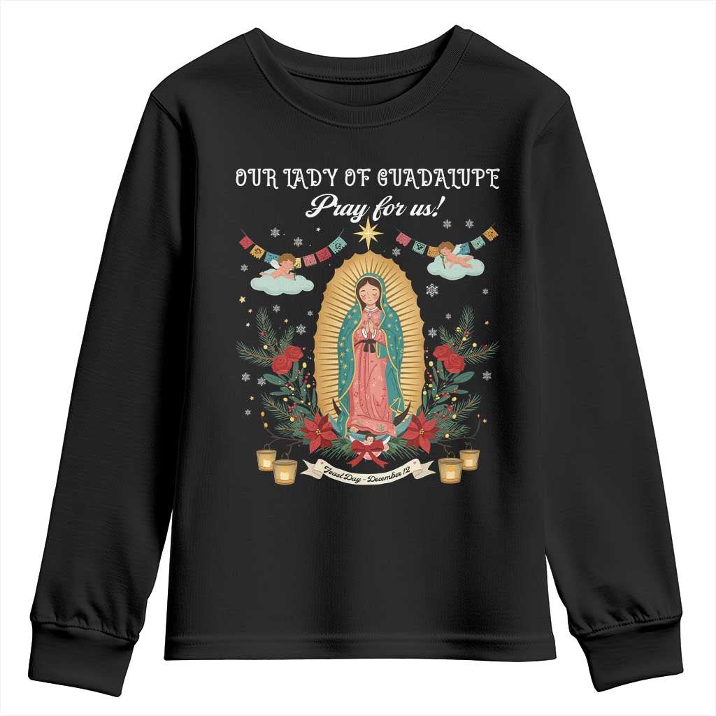 Virgin Mary Youth Sweatshirt Our Lady Of Guadalupe Pray For Us - Wonder Print Shop