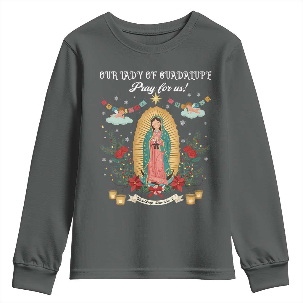 Virgin Mary Youth Sweatshirt Our Lady Of Guadalupe Pray For Us - Wonder Print Shop