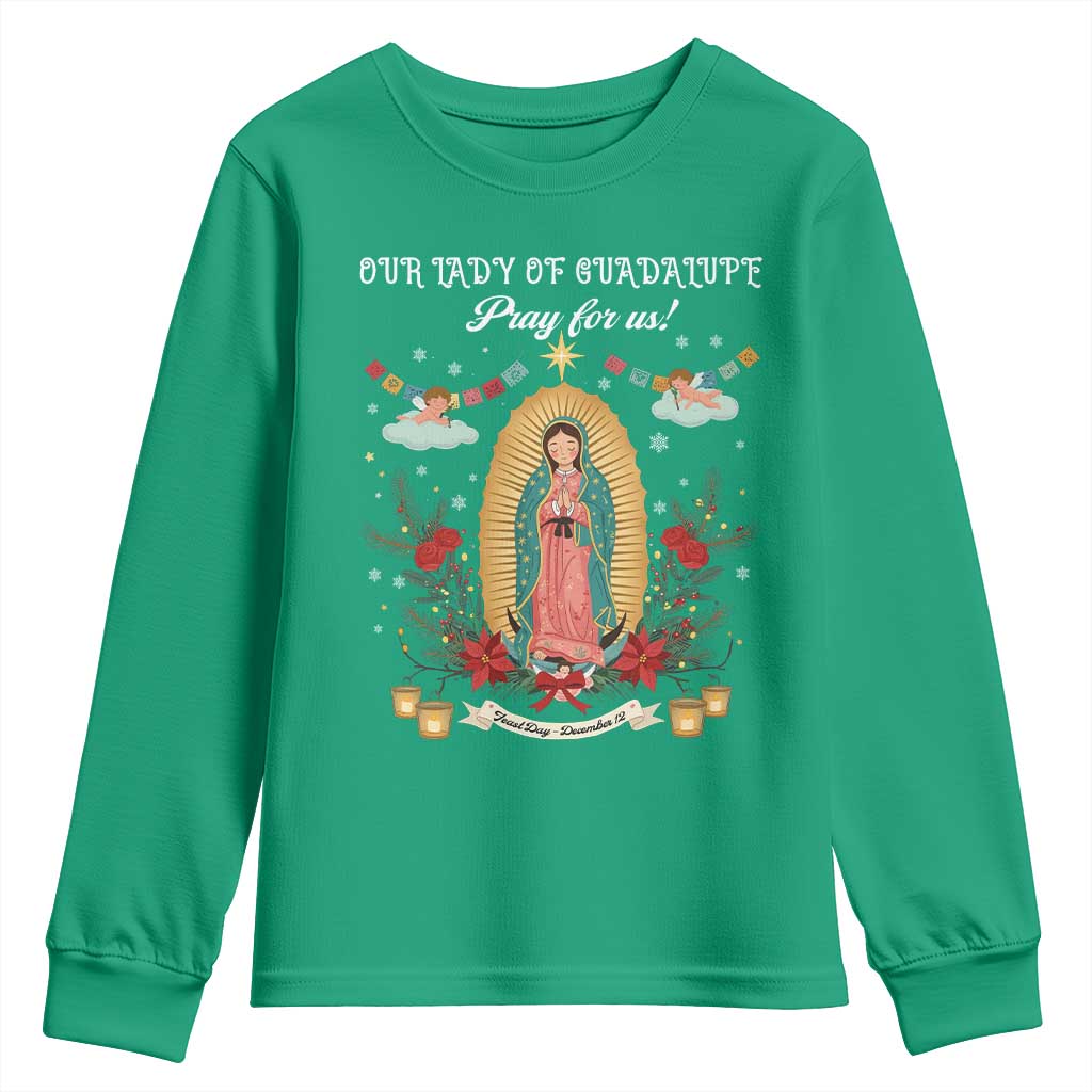 Virgin Mary Youth Sweatshirt Our Lady Of Guadalupe Pray For Us - Wonder Print Shop