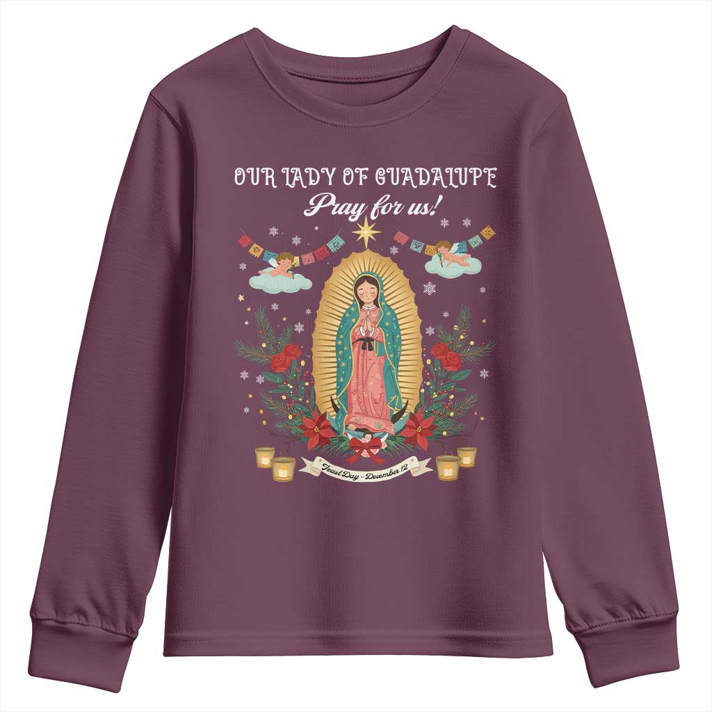 Virgin Mary Youth Sweatshirt Our Lady Of Guadalupe Pray For Us - Wonder Print Shop
