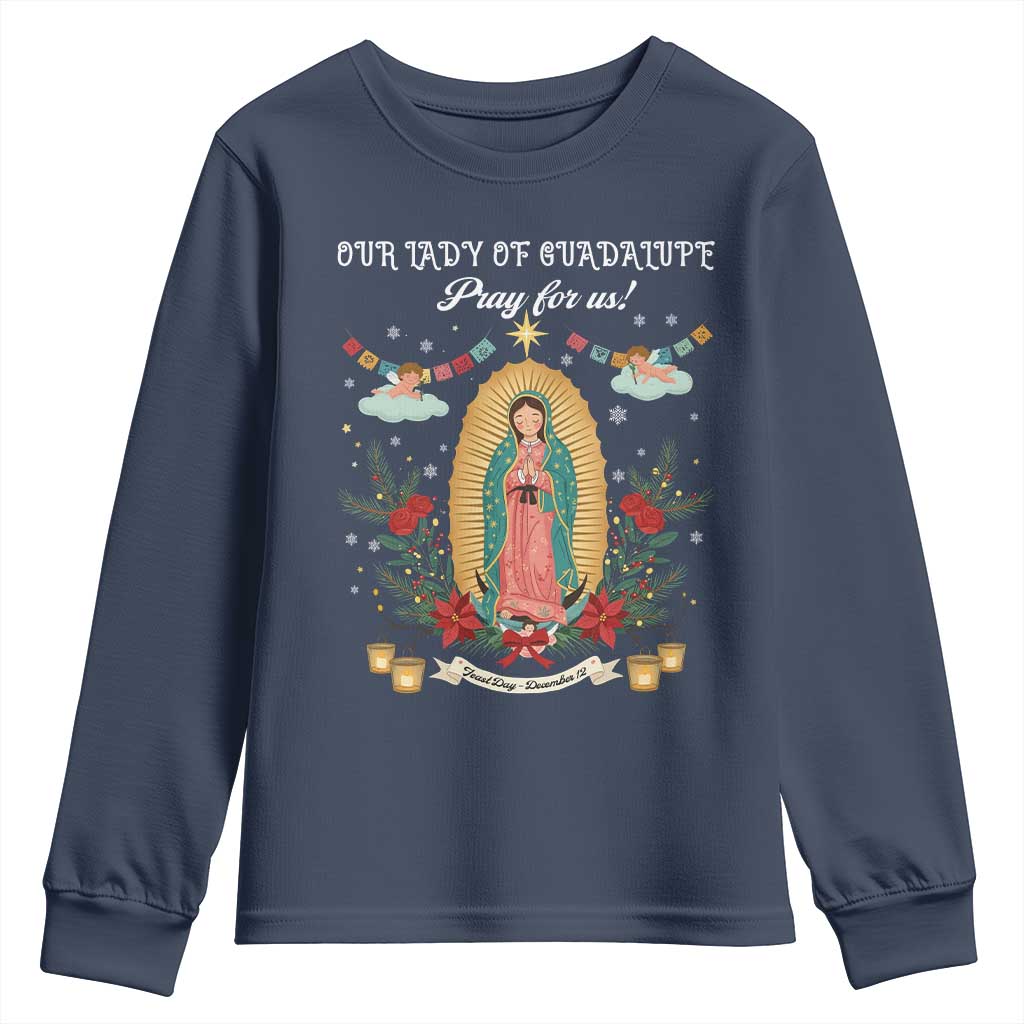 Virgin Mary Youth Sweatshirt Our Lady Of Guadalupe Pray For Us - Wonder Print Shop
