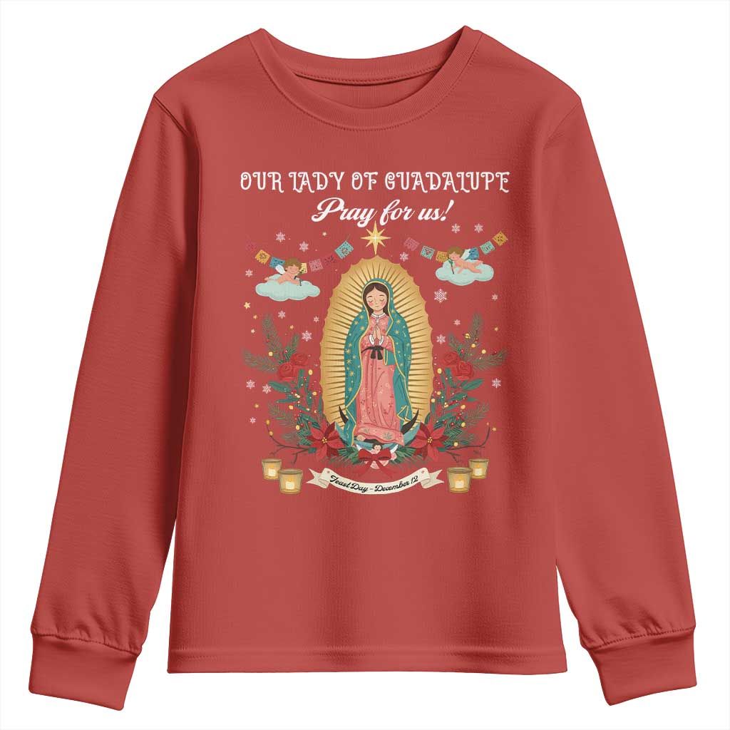 Virgin Mary Youth Sweatshirt Our Lady Of Guadalupe Pray For Us - Wonder Print Shop