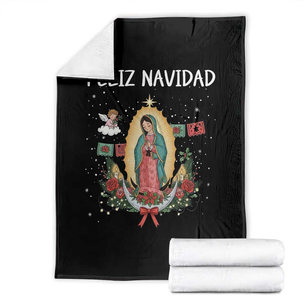 Our Lady of Guadalupe Christmas Throw Blanket Feliz Navidad - Wonder Print Shop