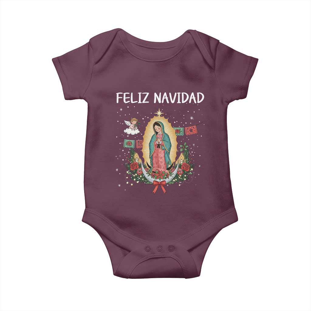 Our Lady of Guadalupe Christmas Baby Onesie Feliz Navidad - Wonder Print Shop