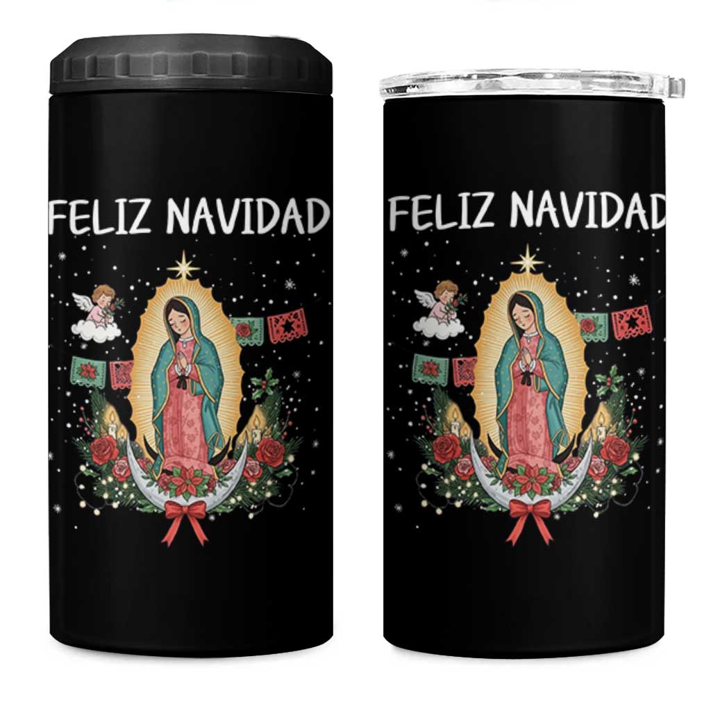 Our Lady of Guadalupe Christmas 4 in 1 Can Cooler Tumbler Feliz Navidad - Wonder Print Shop