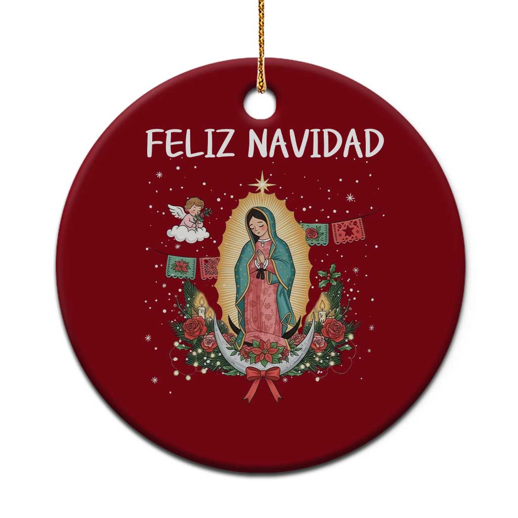 Our Lady of Guadalupe Christmas Ceramic Ornament Feliz Navidad - Wonder Print Shop