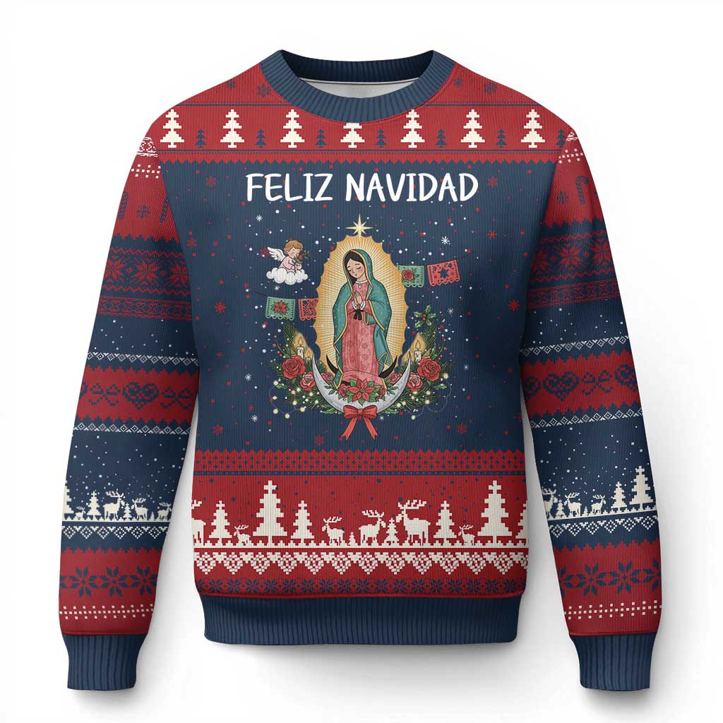 Our Lady of Guadalupe Xmas Ugly Christmas Sweater Feliz Navidad - Wonder Print Shop