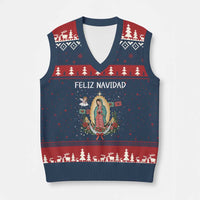 Our Lady of Guadalupe Xmas V-Neck Knit Sweater Vest Feliz Navidad - Wonder Print Shop