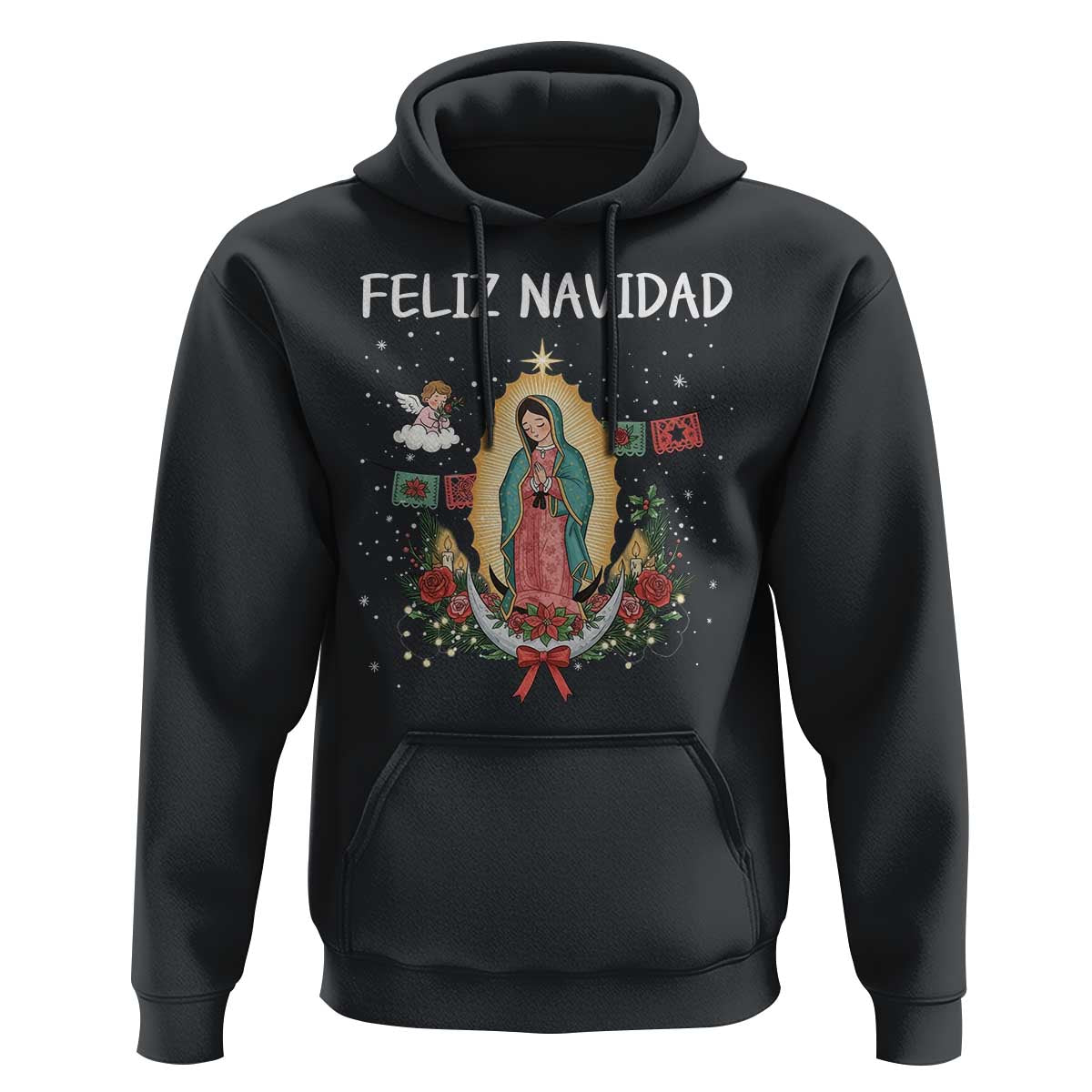 Our Lady of Guadalupe Christmas Hoodie Feliz Navidad - Wonder Print Shop
