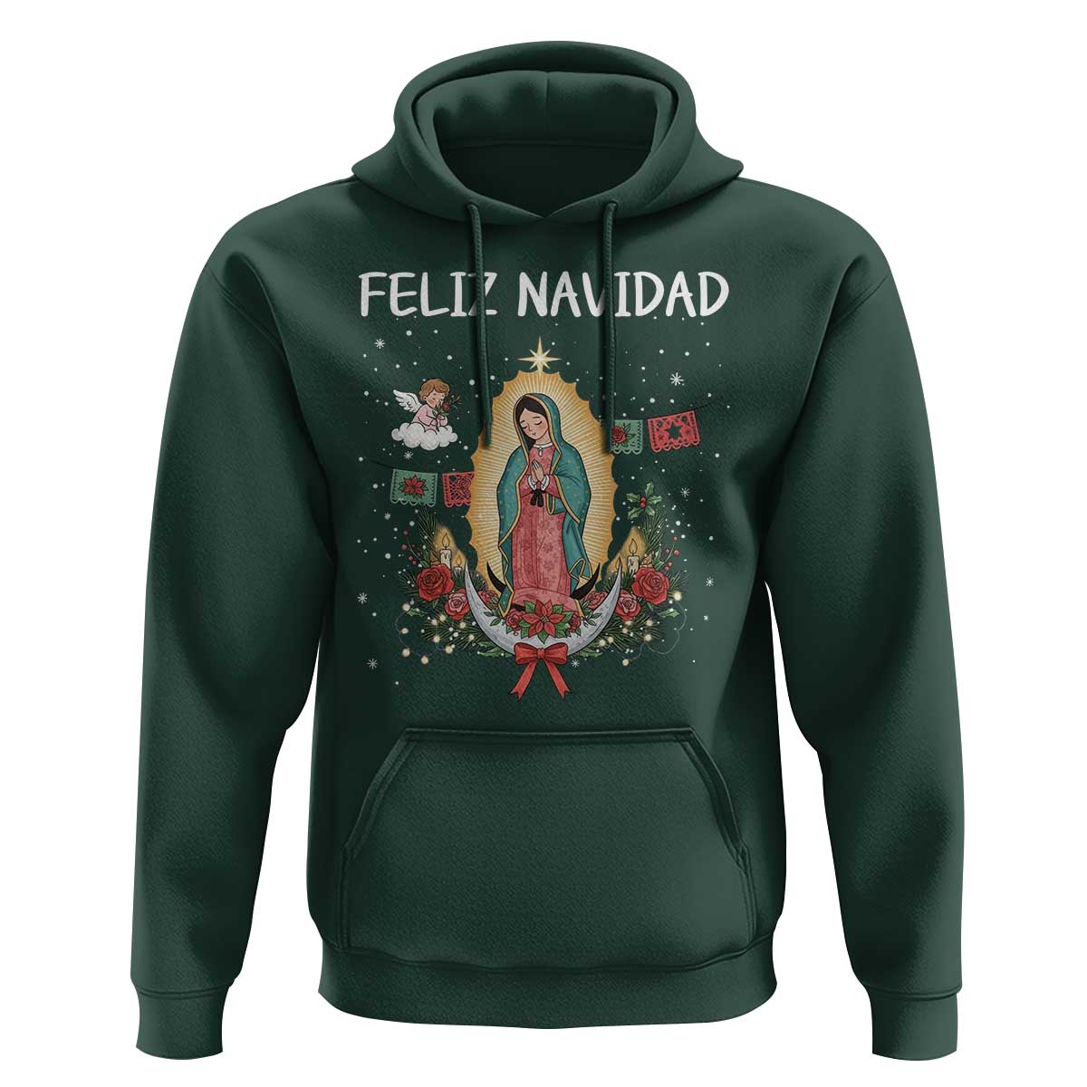 Our Lady of Guadalupe Christmas Hoodie Feliz Navidad - Wonder Print Shop