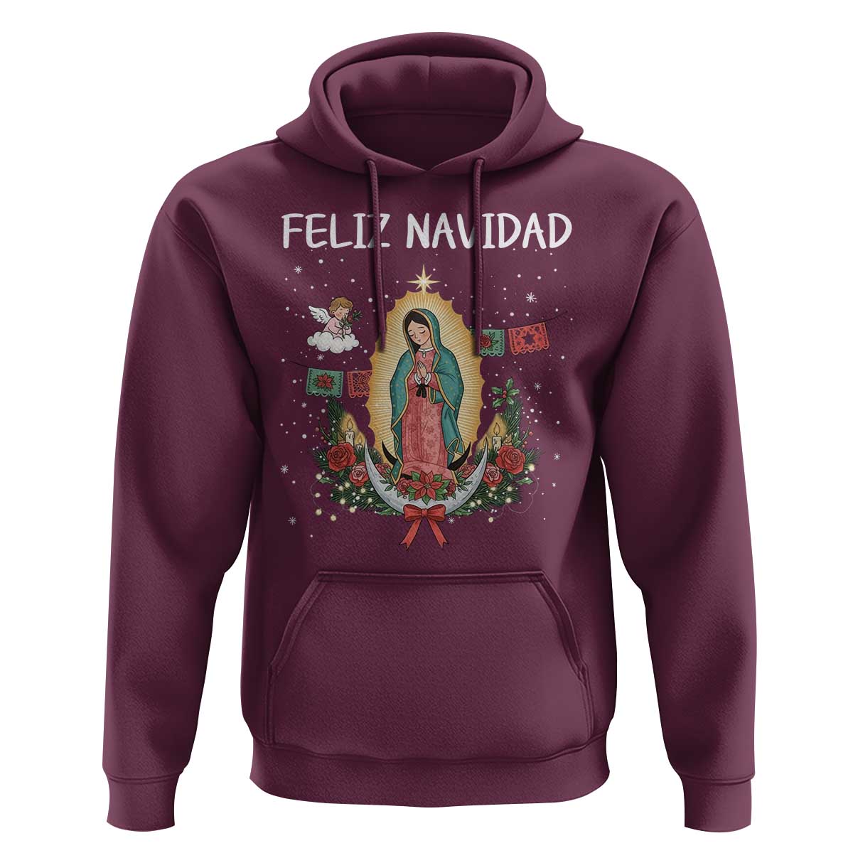 Our Lady of Guadalupe Christmas Hoodie Feliz Navidad - Wonder Print Shop