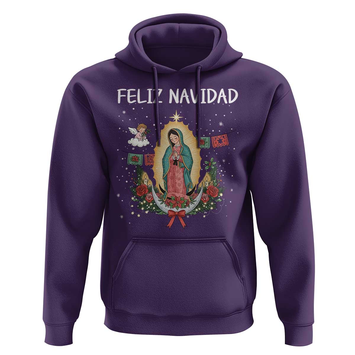 Our Lady of Guadalupe Christmas Hoodie Feliz Navidad - Wonder Print Shop