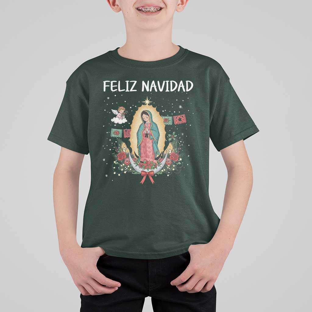 Our Lady of Guadalupe Christmas T Shirt For Kid Feliz Navidad - Wonder Print Shop